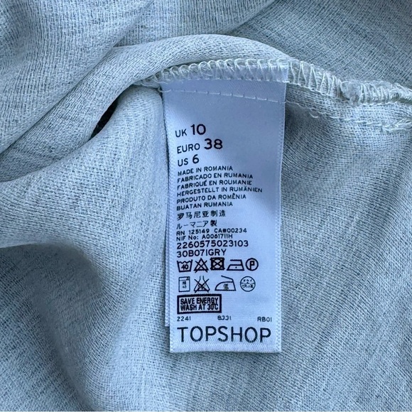 Topshop Cream Light Gray Crossover Draped High-Low V-Neck Blouse Size 6 - Picture 5 of 13